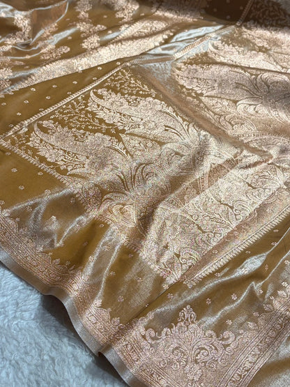 Satin Silk Saree Banarasi Cross with booti In Tusser Shades SS22