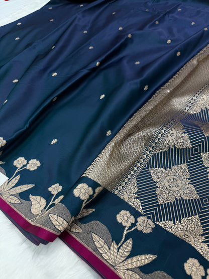 German Floral Booti Mashru Silk Saree