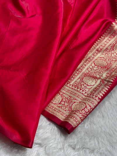 Banarasi Cross Rani Shades Booti Pattern Banarasi Satin Silk Saree SS53