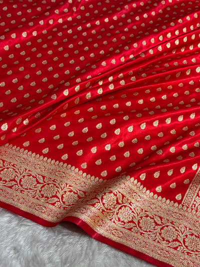 Satin Silk Booti in Red Shades SS01