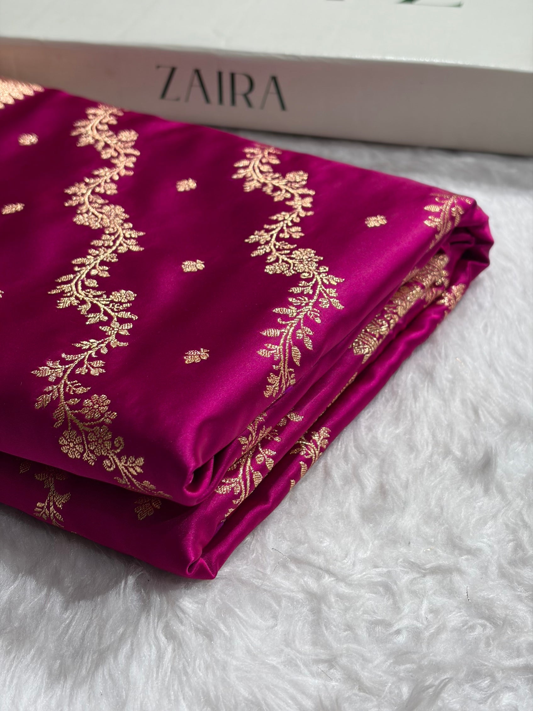 Banarasi Satin Katan Saree With Boota in Rani Shades SK108