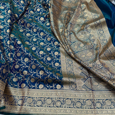 Ultra Light Weight Satin Silk Jaal in PEACOCK Shades SS13