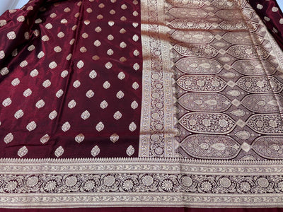 Ultra Light Weight Satin Silk Boota in Mahroon Shades SS03