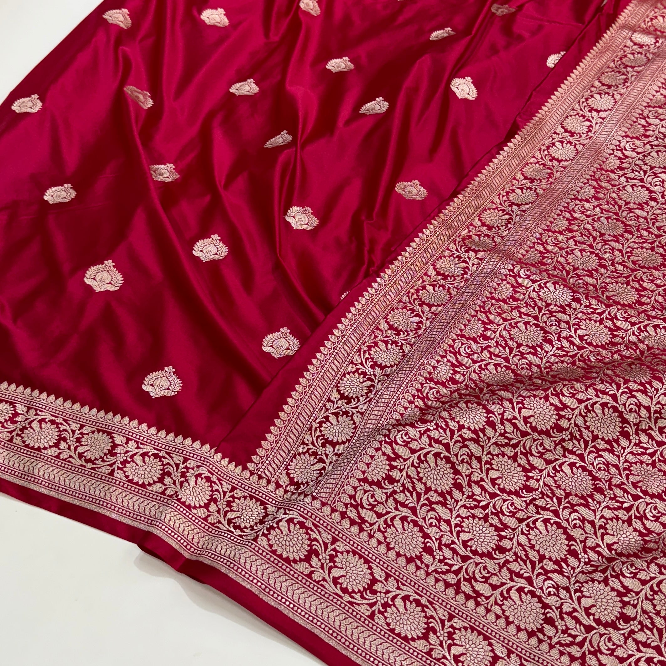 Reddish pink Shade Mashru Silk Boota