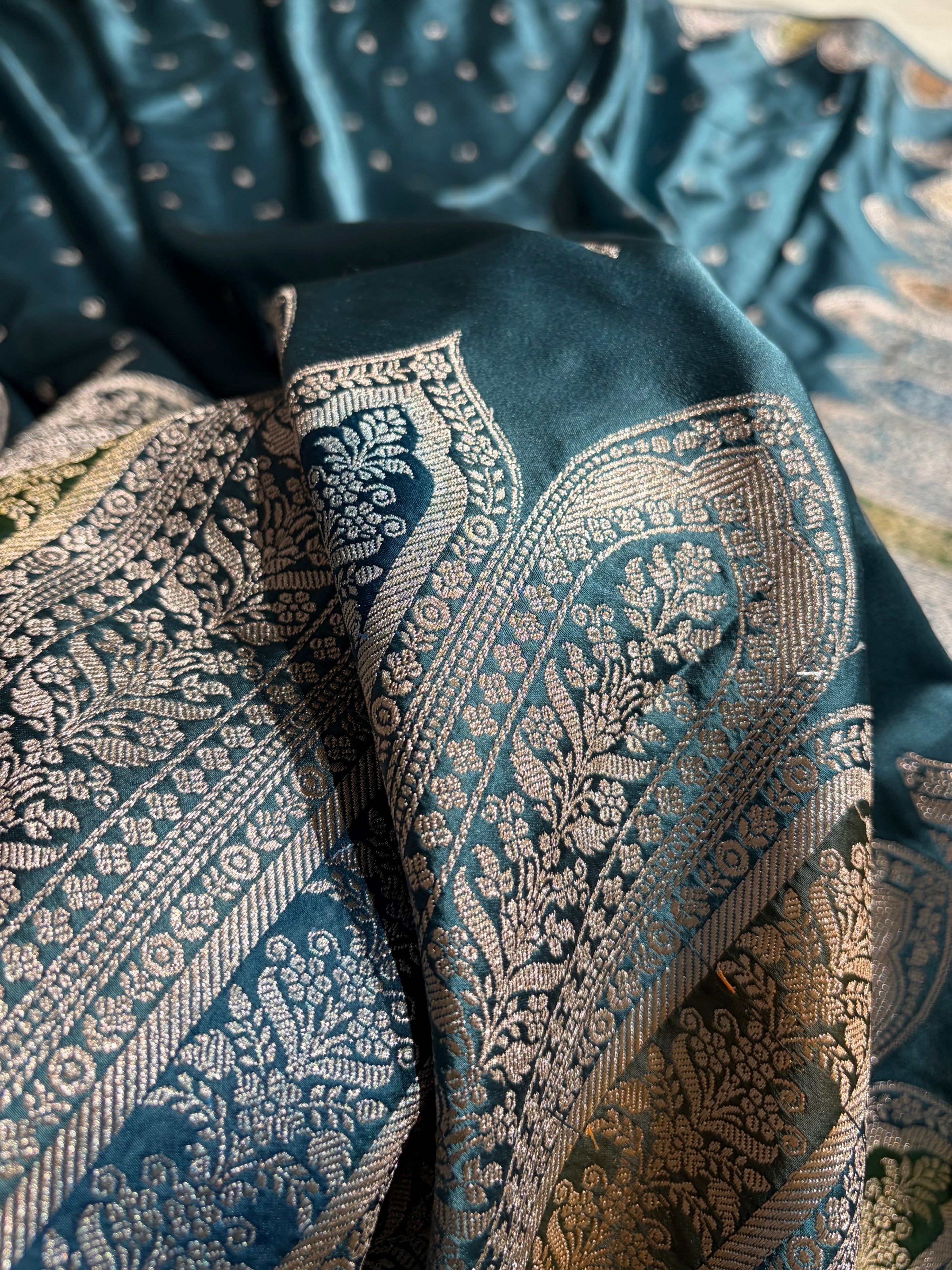Skirt Border Rama Shades With Minakari Skirt Mashru Silk Saree MCS13