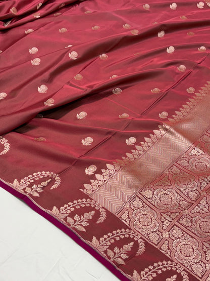 Rusty Mauve Shade With Booti Pattern Mashru Silk Saree
