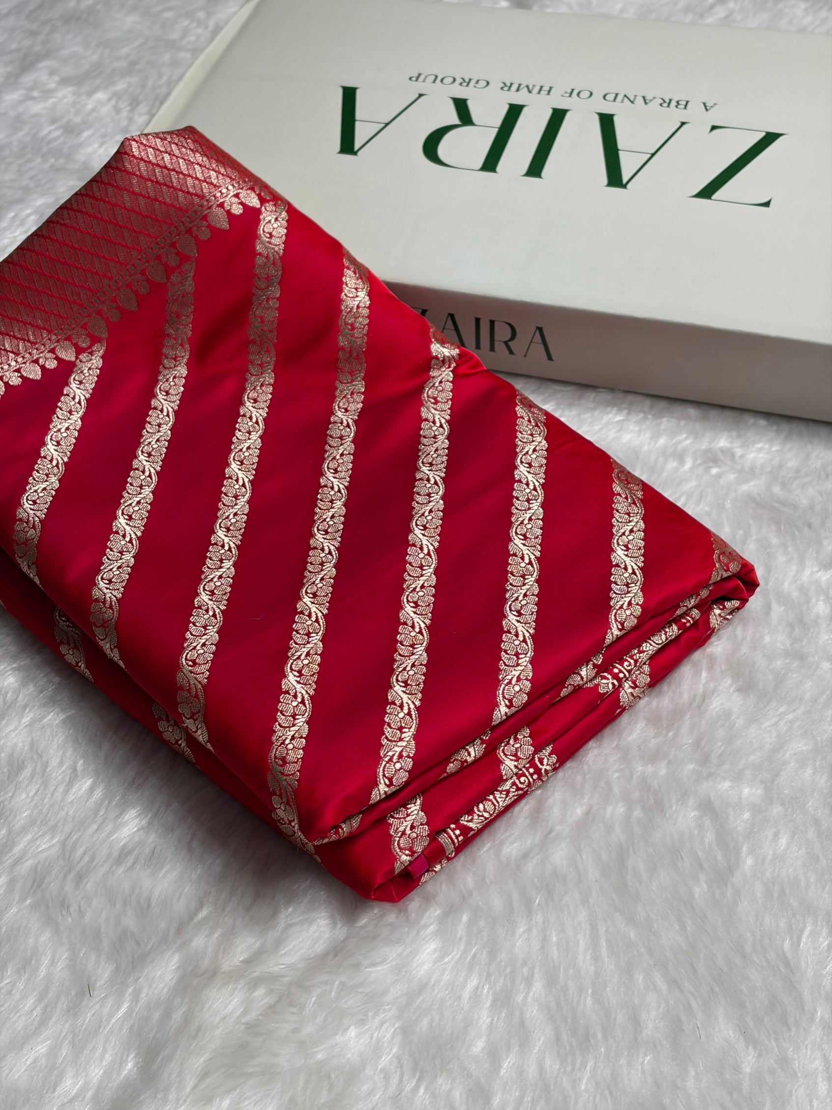 Pinkish Red With Floral Border Mashru Silk Saree MSM-98