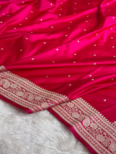 Banarasi Cross Rani Shades Mashru Silk Saree for Festive Seasons MCS64