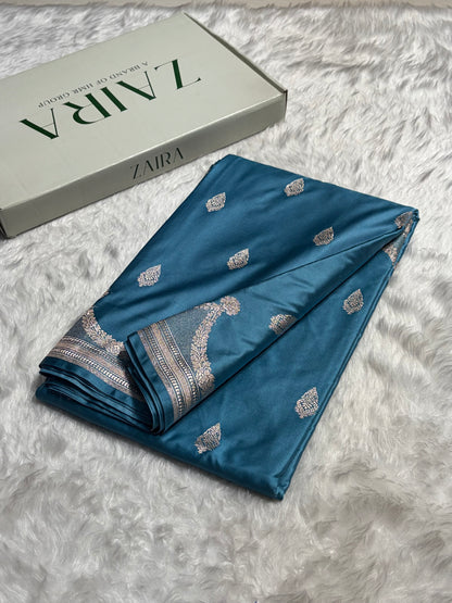 Firozi Shades Scallop Mashru Silk Saree MS20