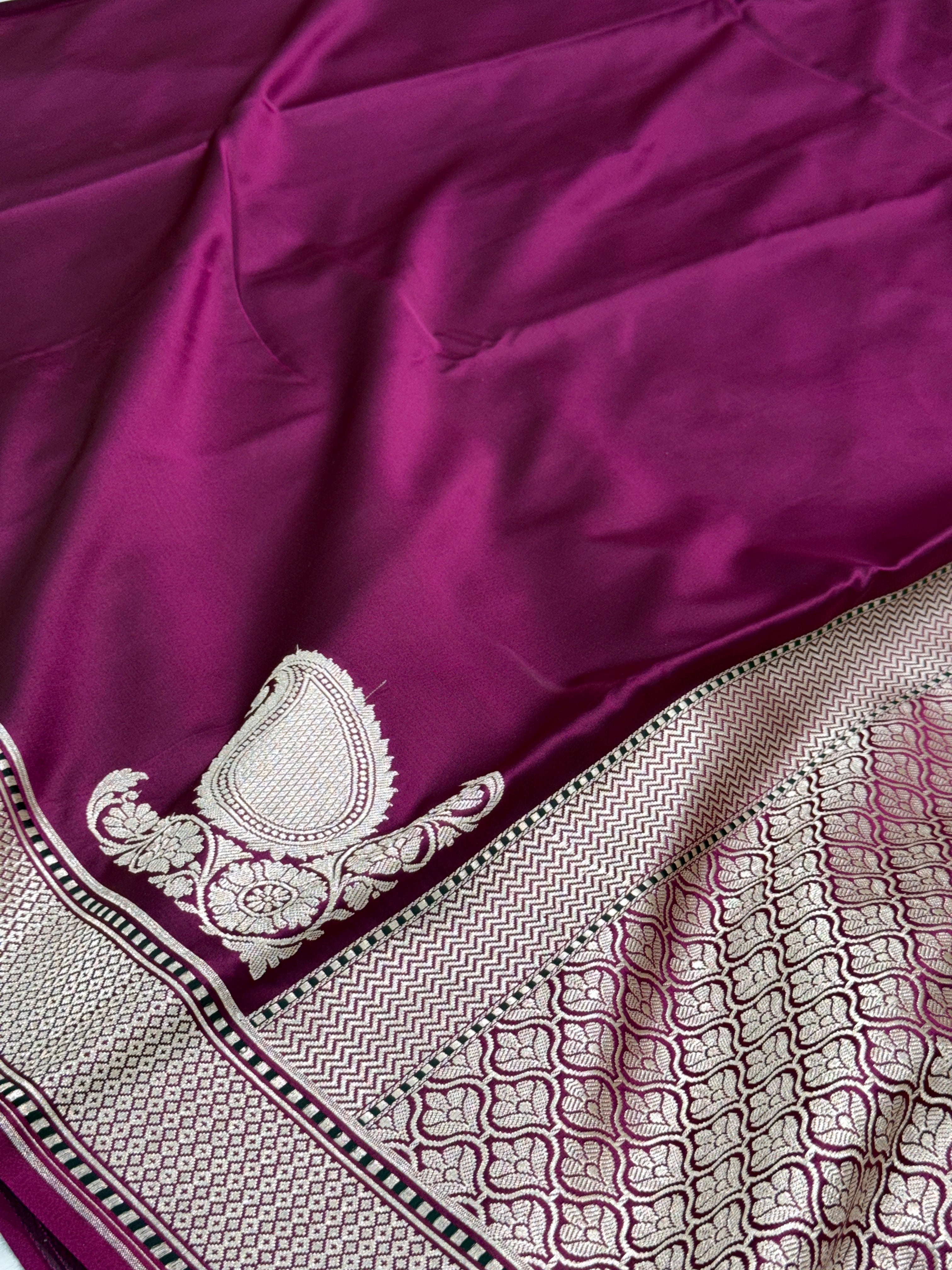 Plain Mashru with Dark Wine Shades