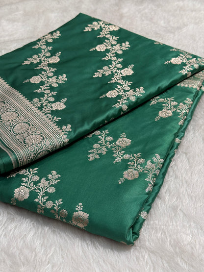 Dusty Turquoise Shades Banarasi Cross Mashru Silk Saree