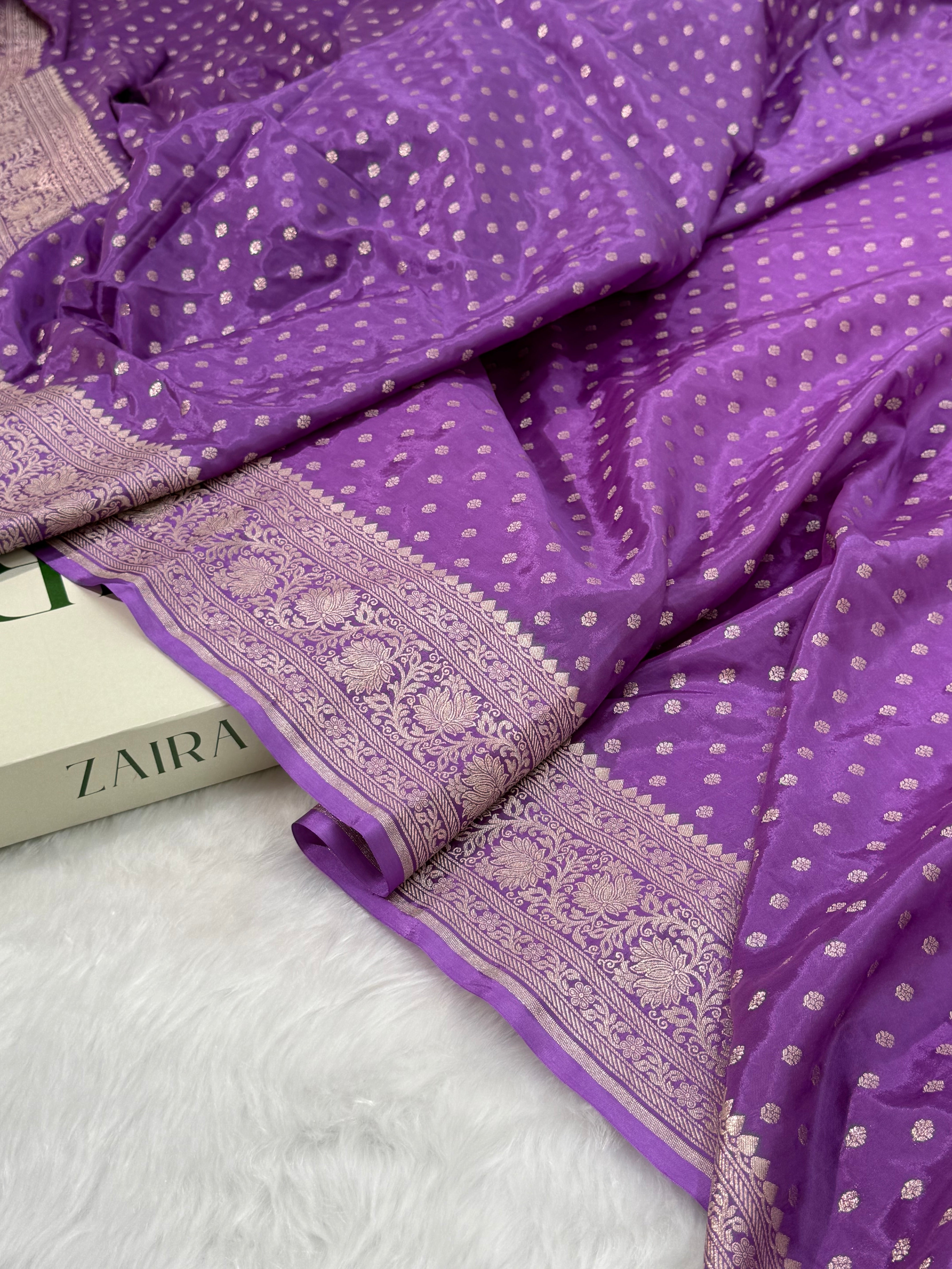 Purple Crepe Silky Katan Banarasi Saree CSK-02