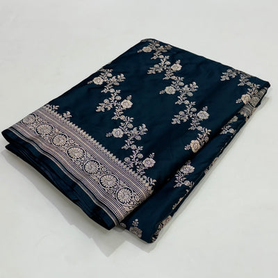 Banarasi Pattern Dark German Blue Shade Mashru Silk Saree MS01