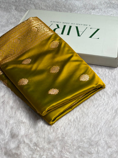 Liril Mehendi Treditional Banarasi Booti Pattern Satin Katan Silk Saree SK65