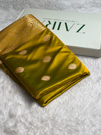 Liril Mehendi Treditional Banarasi Booti Pattern Satin Katan Silk Saree SK65