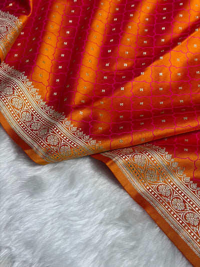 Magentic Gold Shades Tanchoi Motif Mashru Silk Saree MST-13