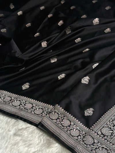 Black Boota Mashru Silk Saree MCS25