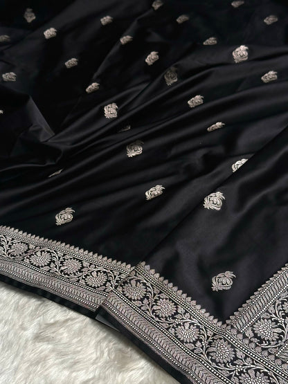 Black Boota Mashru Silk Saree MS25