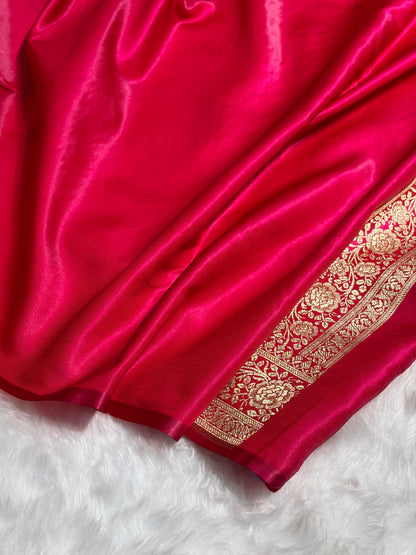 Light Weight Cross Rani shades Satin Silk Saree SS15