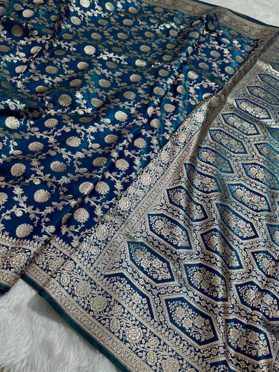 Light Weight Teal shades Satin Silk Saree SS15