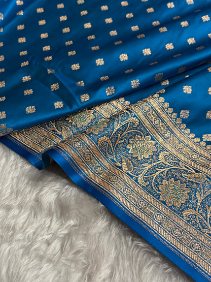 Firozi Banarasi Minakari Boota Katan Silk Saree