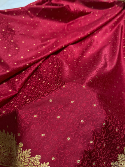 Mahroon Mashru Tanchoi Satin Silk