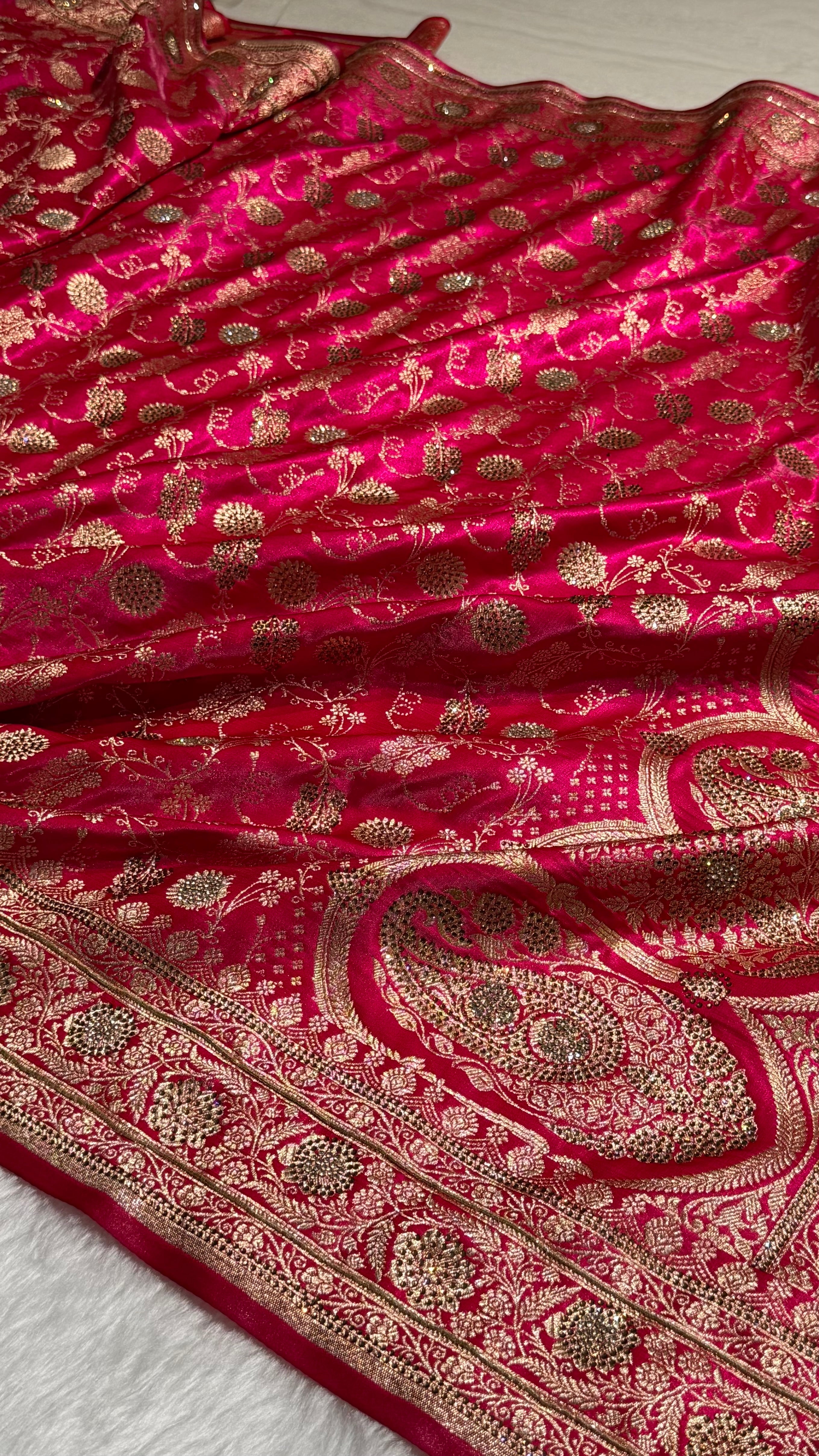 Rani Satin Silk Jaal with Swavroski Work BSS17