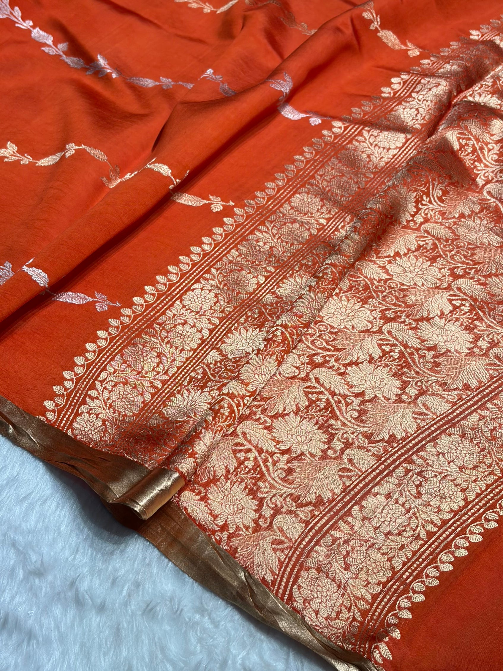 Orange Shades Handwoven Pure Raw Mango Silk RM-39