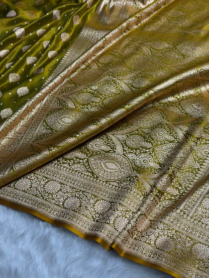 Liril Mehendi Unique Boota Pattern Satin Katan Silk Saree SK69
