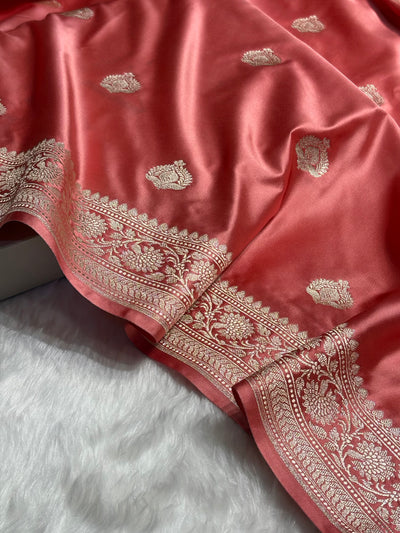 Peach Shades Boota Mashru Silk Saree MCS16