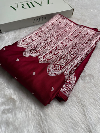 Skirt Border Maroon Mashru Silk Saree MCS13