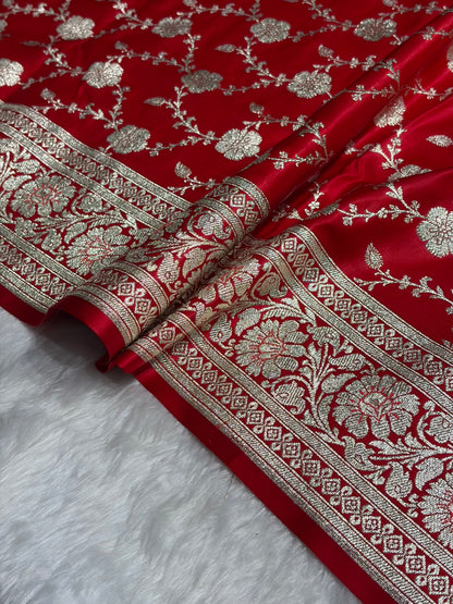 Red Jaal katan Silk Saree SK18