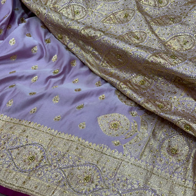 Lilac Satin Booti with Ari Stone work BSK10