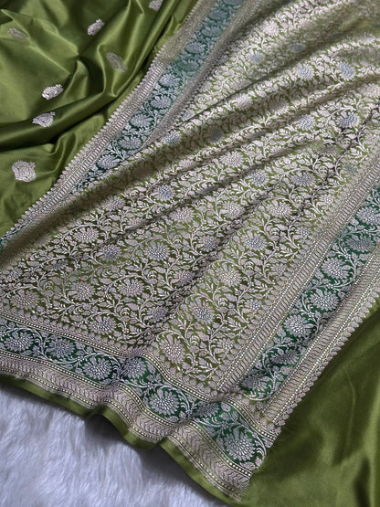 Dark Pista Shade Mashru Silk Boota