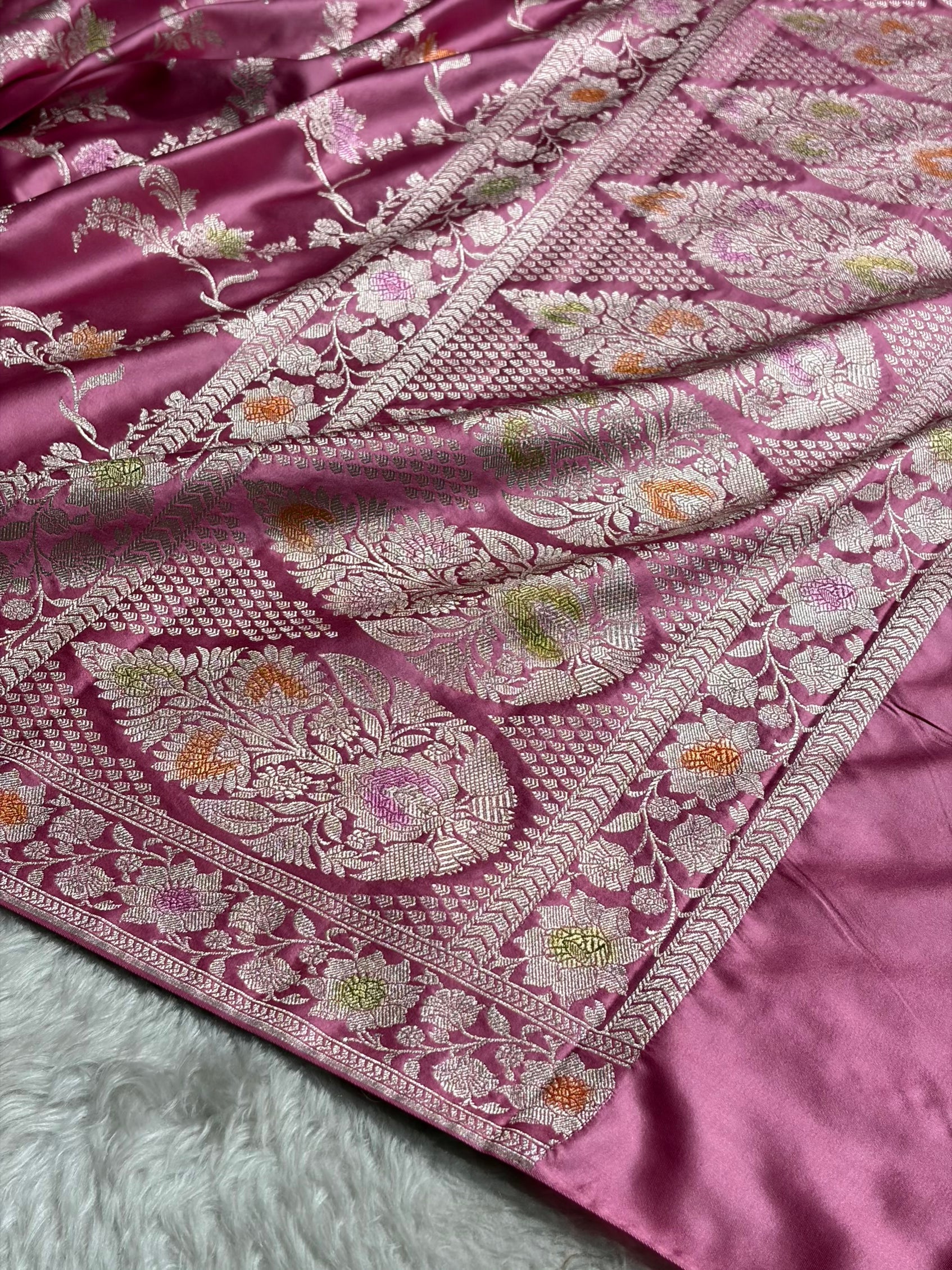 Pink Shades Minakari Jaal Mashru Silk Saree MCS48