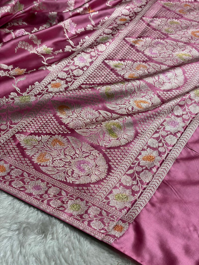 Pink Shades Minakari Jaal Mashru Silk Saree MCS48