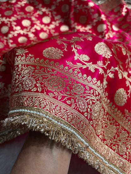 Cross Rani Satin Silk Saree with Gota Patti SSGP15