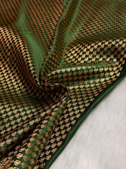 Bottle Green Pattern Satin Katan Silk saree SK37