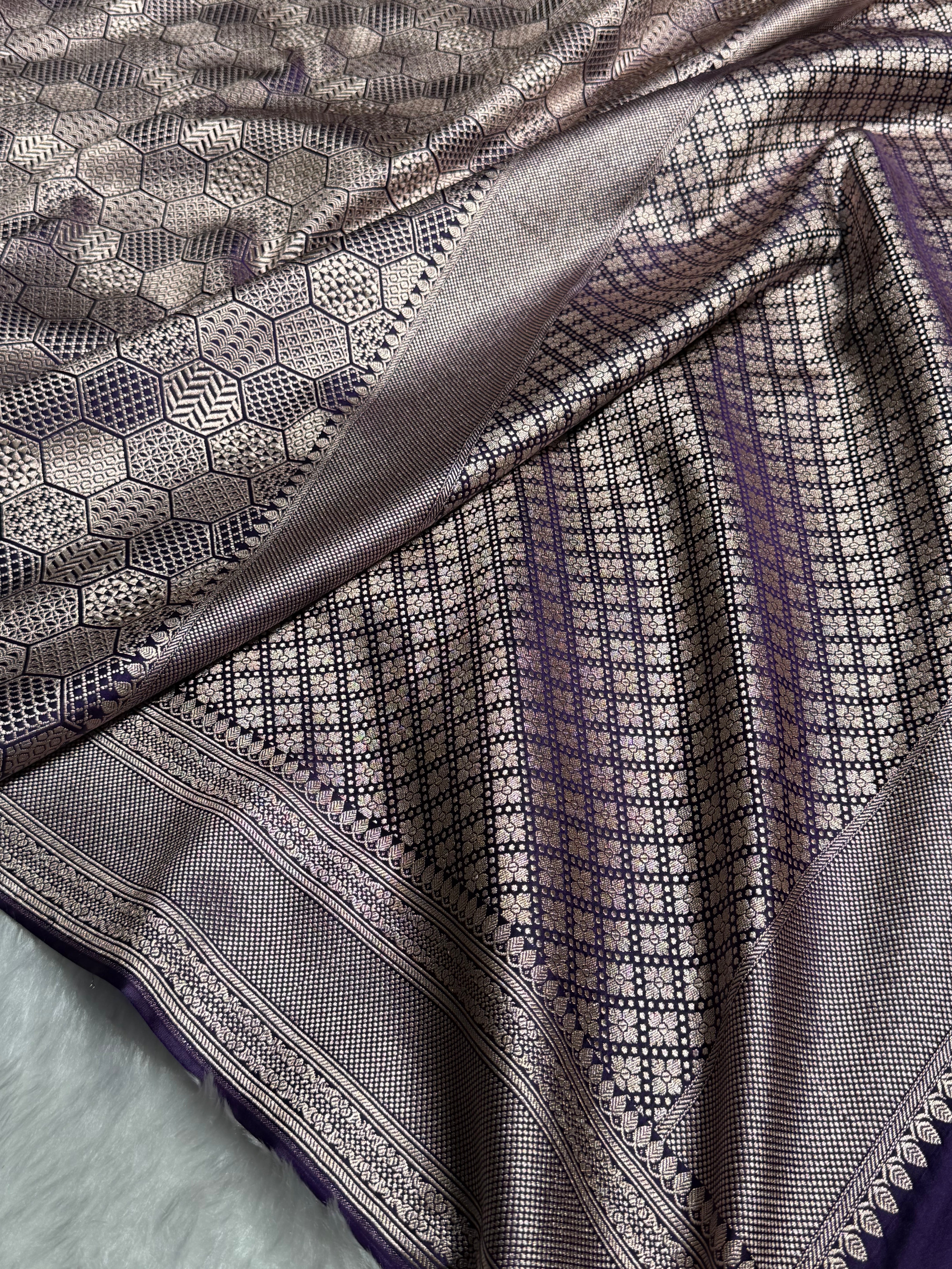 Purple Shades Brocade Mashru Silk Saree MS85