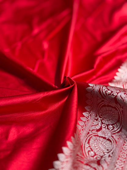 Banarasi Red Minakari Booti Mashru Silk Saree MS10