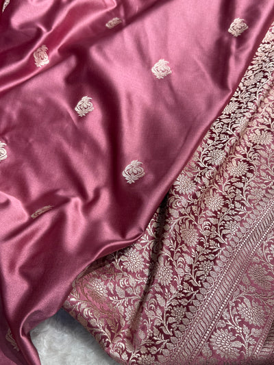 Mauve Copper Pink Boota Mashru Silk Saree MCS25