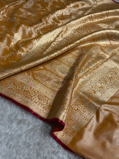 Satin Silk Banarasi Jaal in Lemon Green Shades SS14