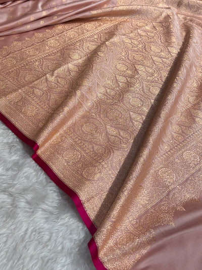 Rose Gold Booti Katan Silk Saree SK07