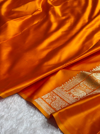 Banarasi Satin Katan Saree Booti Pattern in Fire Gold Shades SK137