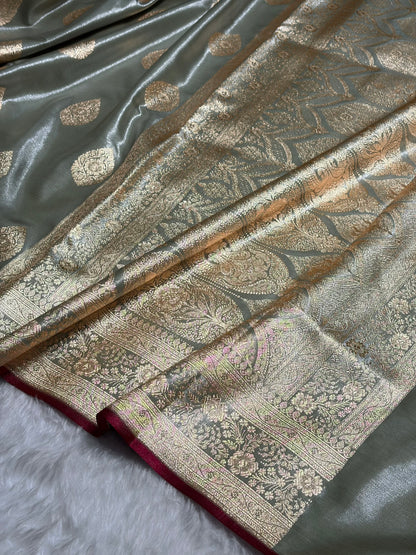 Ultra Light Weight Satin Silk Boota in Gray Shades SS05