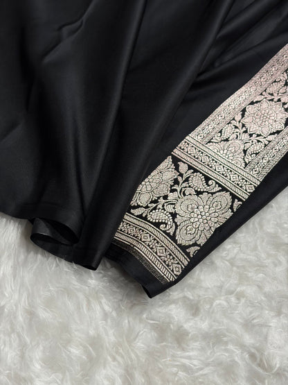 Black Shades Banarasi Boota Pattern Floral Mashru Silk Saree MSM-105