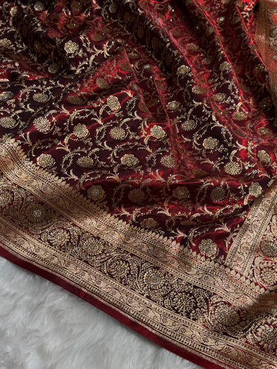 Bridal Maroon Jaal with Swarovski Stone BSS13 (E)