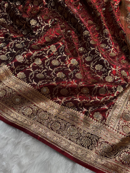 Bridal Maroon Jaal with Swarovski Stone BSS13 (E)