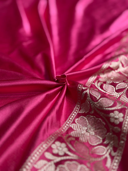 Baby Pink Shades Mashru Silk Banarasi Saree With Jaal Pattern MS71