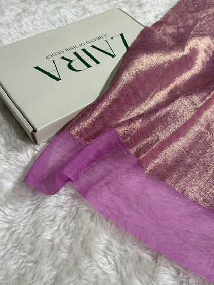 Banarasi Pure Organza Contrast Wine With Lavender Shades Banarasi Silk Saree PO-38